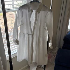 ASOS White Button-Down Long Shirt Dress